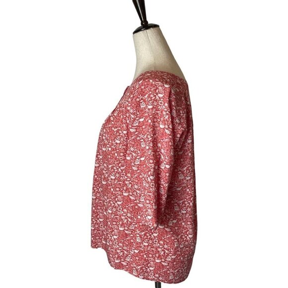 Le Phare La Baleine Red And White Pleat Front‎ Button Down Blouse Size S - Picture 3 of 8